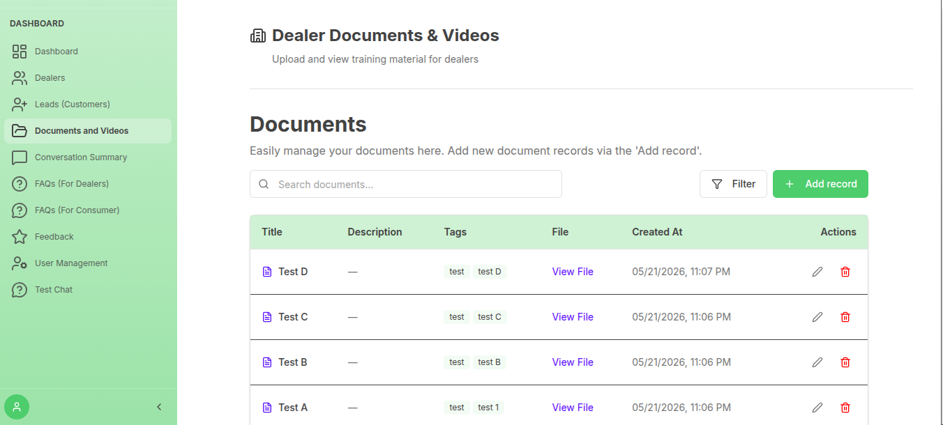 Documents & training